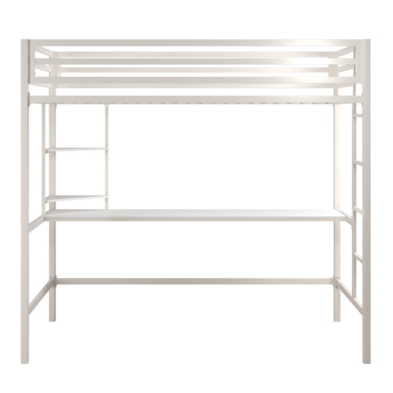Novogratz Maxwell Metal Loft Bed with BuiltinDesk by Novogratz